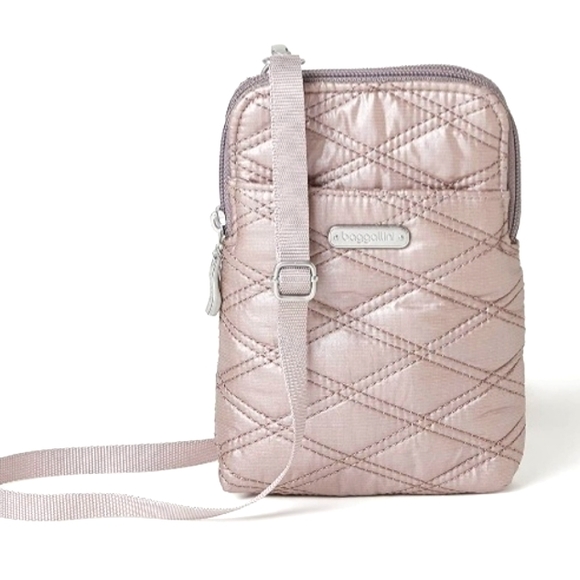 Baggallini Handbags - NWOT BAGGALLINI Take 2 Rose Blush RFID Crossbody Metallic Quilt  Bag Purse